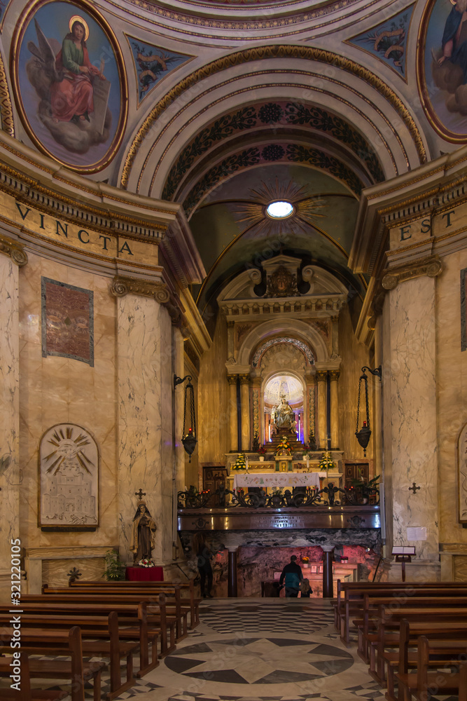 Haifa, Israel, January 26, 2020: Interior and altar at the famous Stella Maris church in Haifa