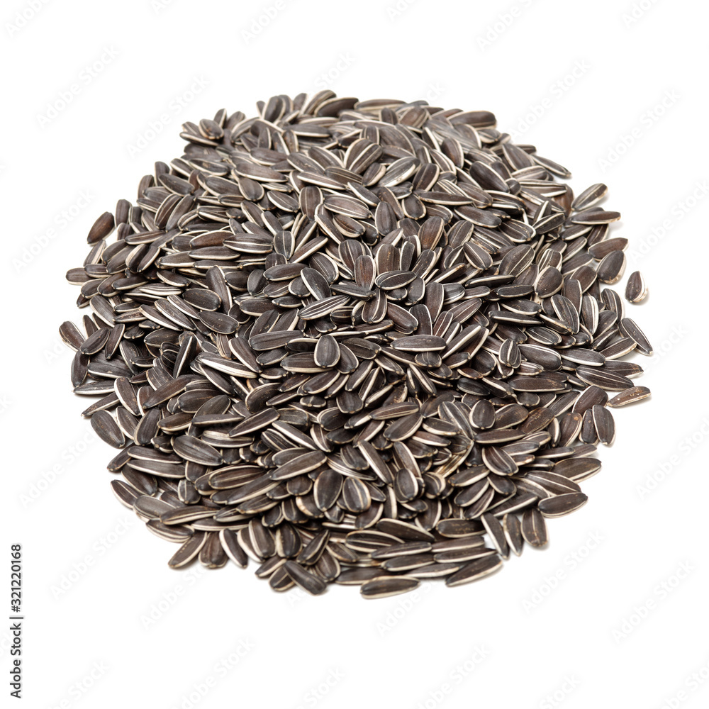 Sunflower seeds on white background Sunflower seeds on white background