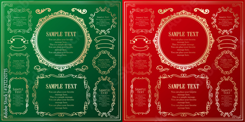 美しいデコレーションセット、アンティークなフレーム、ビンテージなデザイン素材