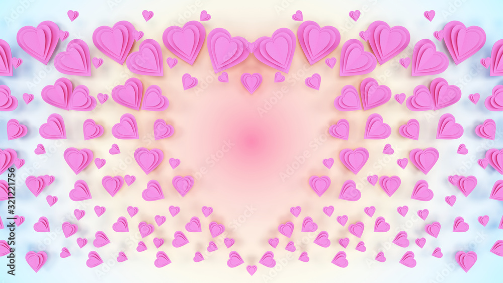 valentine day with White and pink hearts on pastel blue background