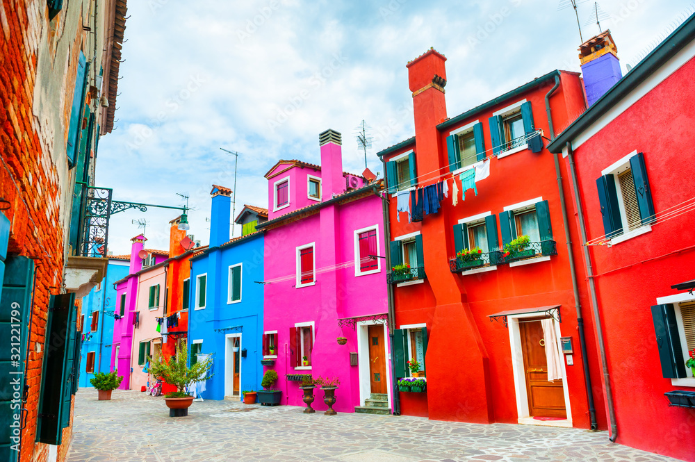 Colorful architecture in Burano island, Venice, Italy.