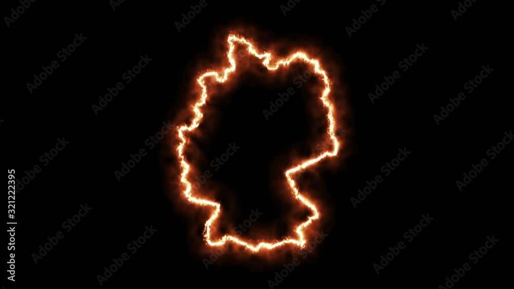 Outline map of Germany on fire. 3D Render Outline map of Germany on fire. 3D Render