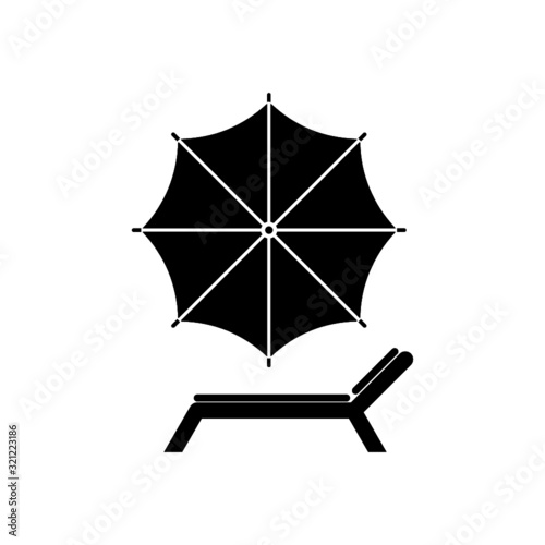 Beach chair with umbrella solid icon