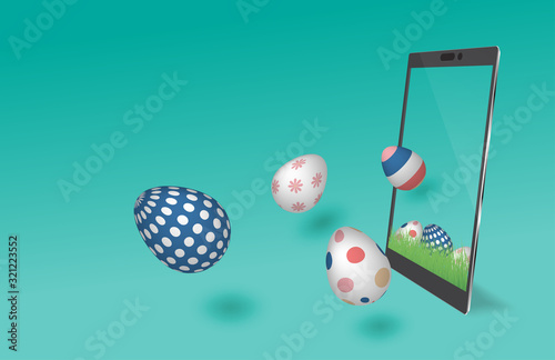 Sale banner, online shopping on mobile application concept. Easter sale offer background.