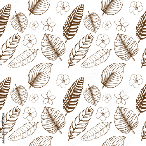 seamless pattern tropical leaves floral vector illustration