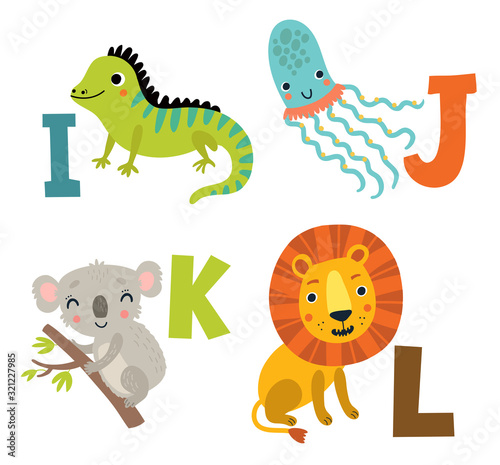 Children s alphabet with cute animals.