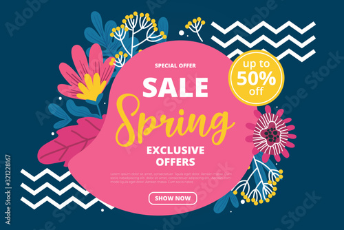 Hand drawn spring sale special offers.Vector
