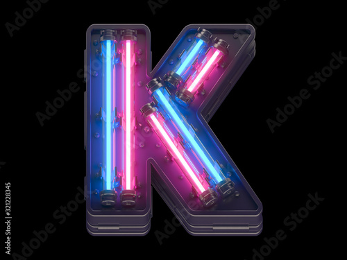 Red and Blue neon light font.