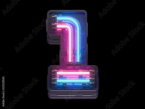 Red and Blue neon light font.