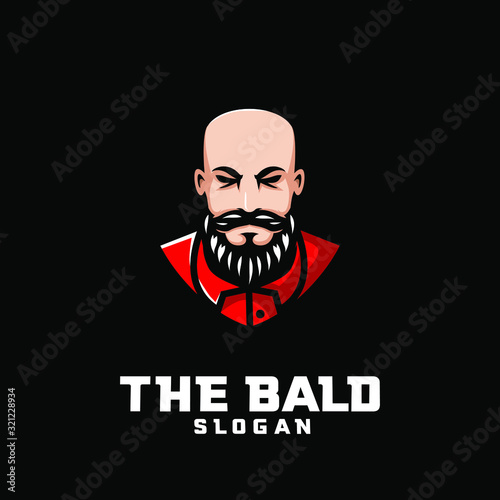 bald man character logo icon design cartoon