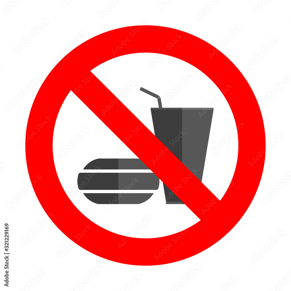 a sign can not eat and drink, round sign a sign can not eat and drink, round sign