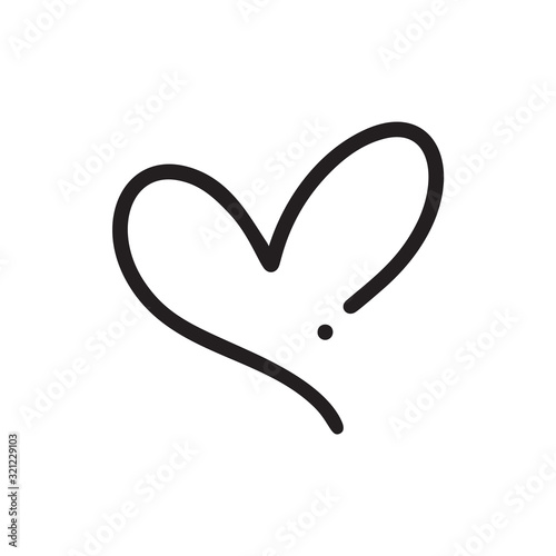 Monoline Heart love logo sign. Design flourish element for valentine card. Vector illustration. Romantic symbol wedding. Template for t shirt, banner, poster