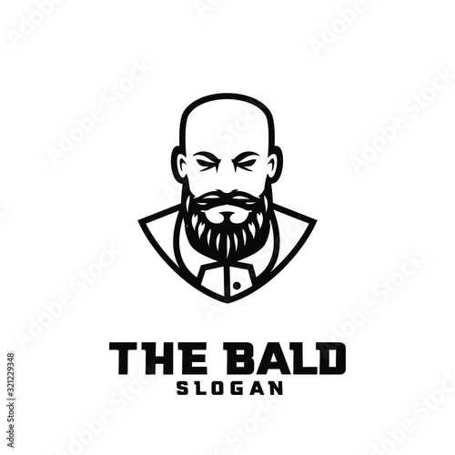 bald man character logo icon design cartoon