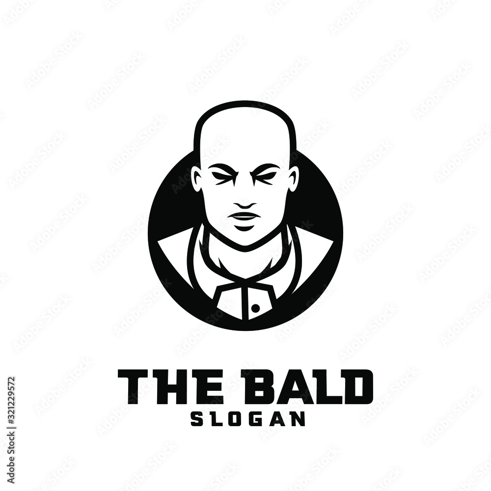 bald man character logo icon design cartoon