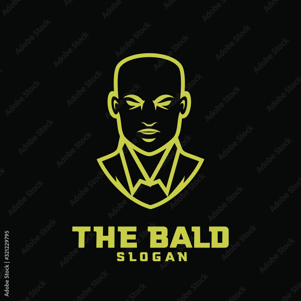 gold black bald man character logo icon design cartoon gold black bald man character logo icon design cartoon