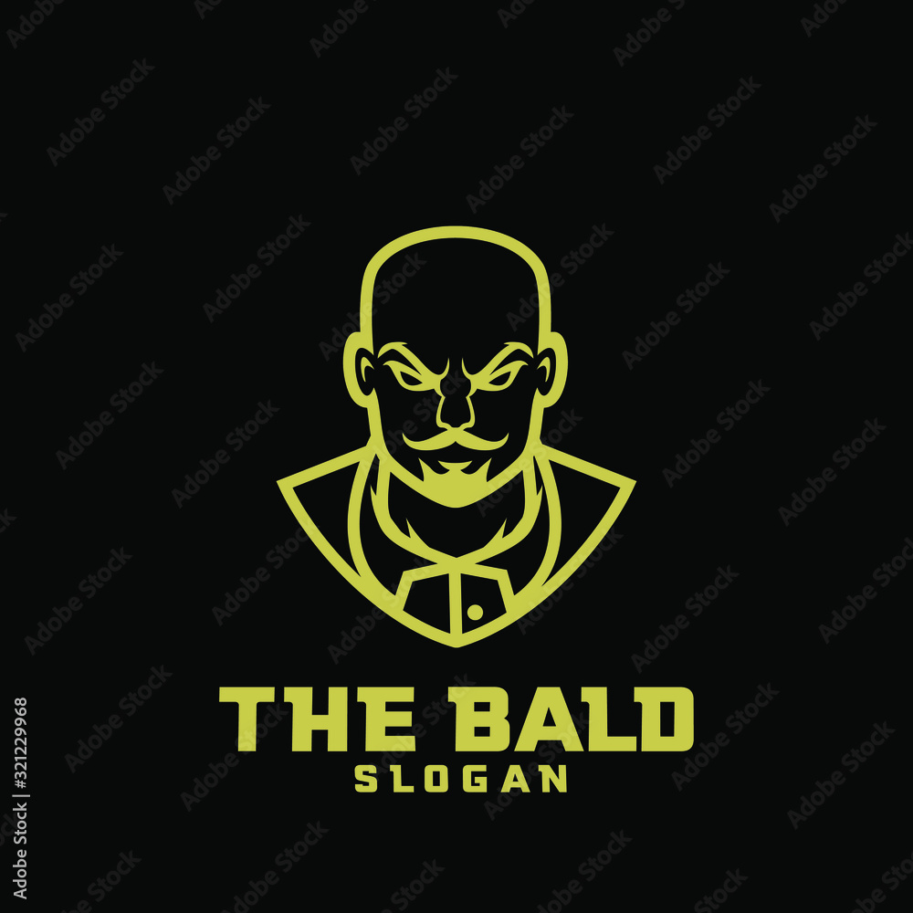 gold black bald man character logo icon design cartoon