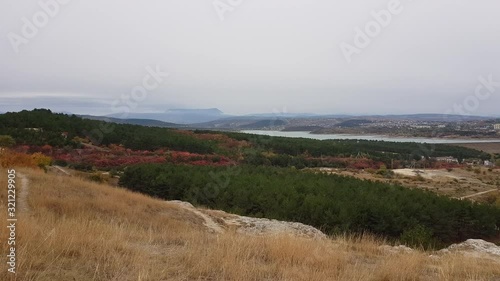 View from the hill around the city in autumn. Simferopol, Crimea, Russia.