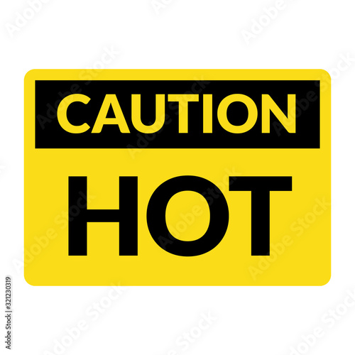 Caution hot warning surface icon. Hot danger sign vector heat symbol