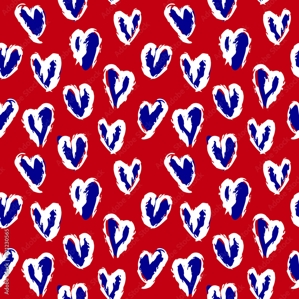 Obraz Heart shape Brush Strokes Seamless Pattern - This is a heart shape brushstrokes pattern suitable for valentine’s day, fashion prints, patterns and backgrounds