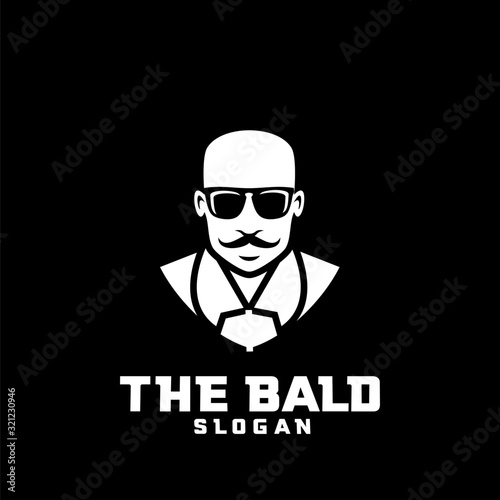 bald man character logo icon design cartoon