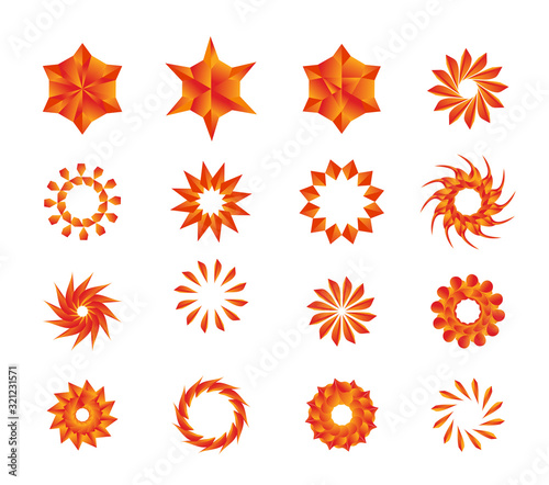 Orange Golden Stars Mandala Flowers Flakes Pack