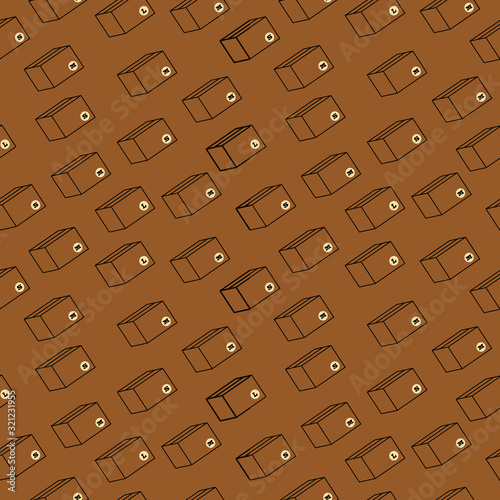 Pattern of  square post bok on brown background for background, wallpaper, fabric textile, paper print, logistic bisiness, kid clothes.