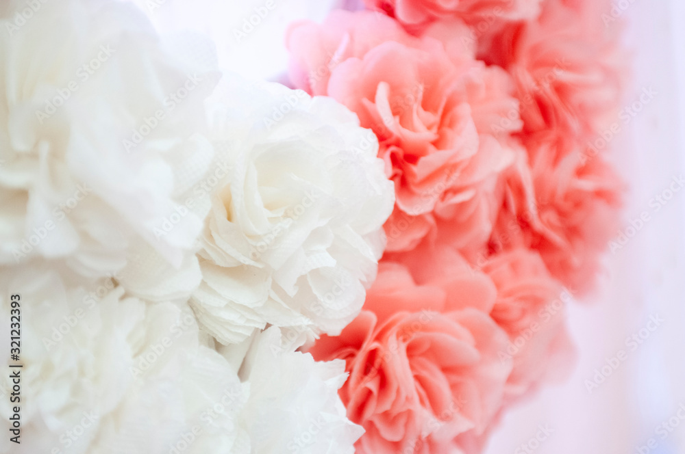 Soft color Roses Background. artificial flowers in the scenery.