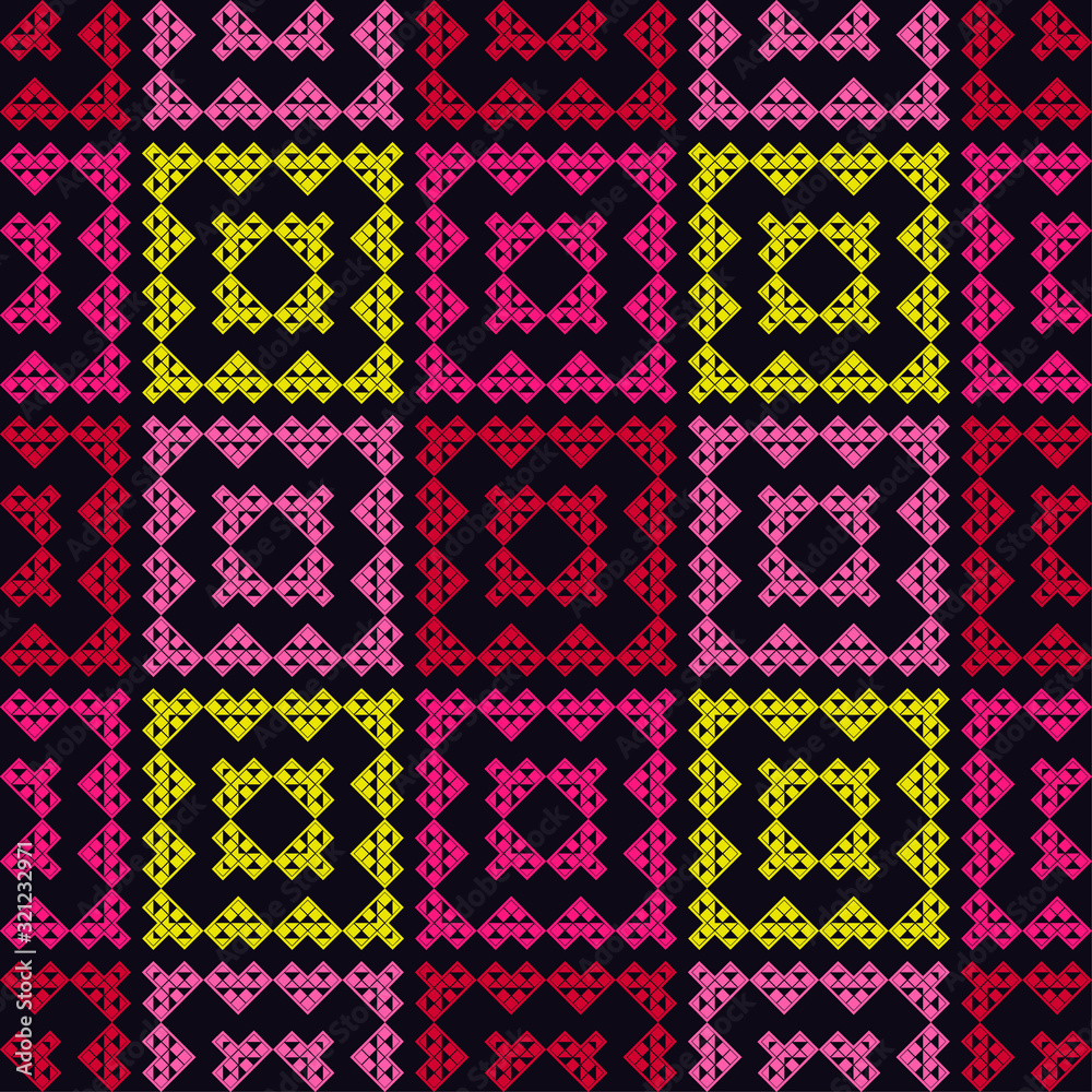 Hearts. Design of geometric shapes. Seamless pattern. Vector illustration for web design or print. Hearts. Design of geometric shapes. Seamless pattern. Vector illustration for web design or print.