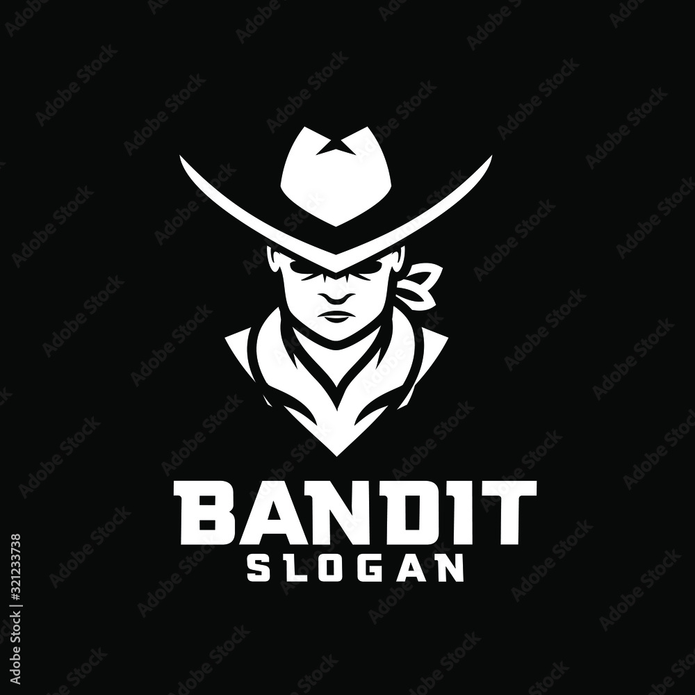 black bandit character logo icon design cartoon