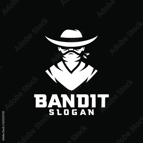 black bandit character logo icon design cartoon