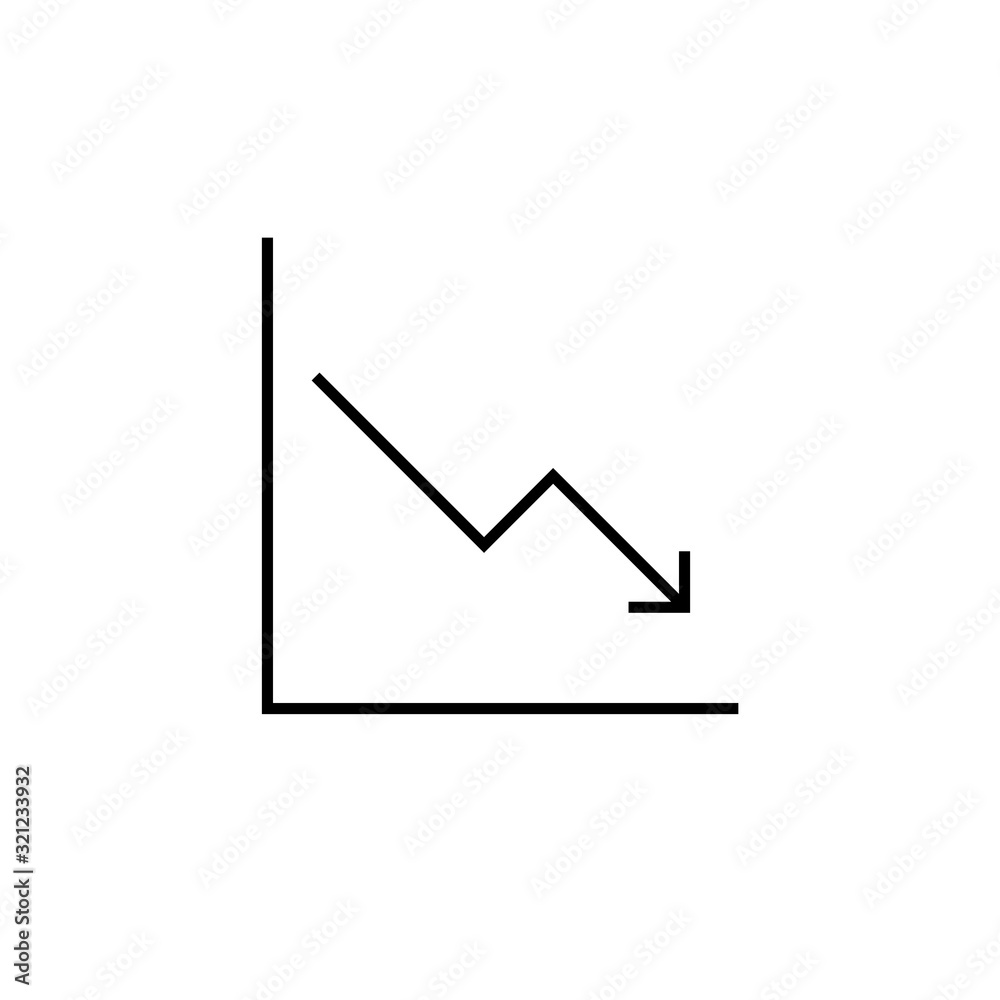 Declining graph icon. Business decline chart sign Declining graph icon. Business decline chart sign