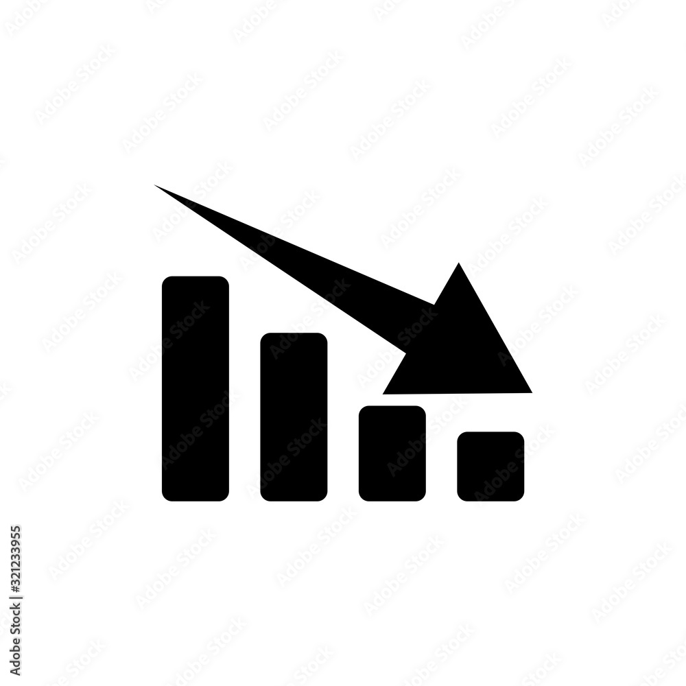 Declining graph icon. Business decline chart sign Declining graph icon. Business decline chart sign