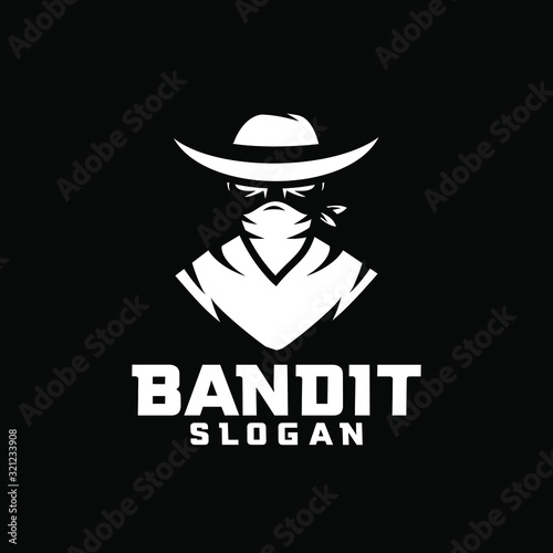black bandit character logo icon design cartoon