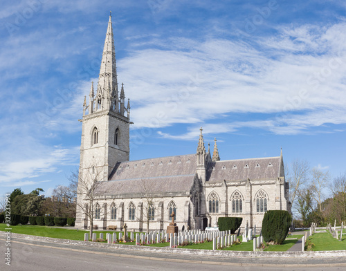 The historic Saint Margarets church built in 1860 also known as the marble church a prominent landmark in Bodelwyddan North Wales