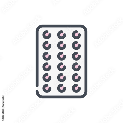 Birth control pills color line icon. Contraceptive pill vector outline colorful sign.