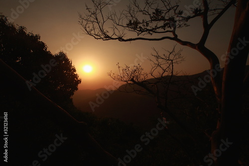 Sunset in Chorla Ghats of Mhadei wildlife sanctuary photo