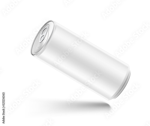 Realistic aluminum can mockup. Vector illustration isolated on white background. Can be used for beer, water, soda, energetic, etc. Easy to use for presentation your product, idea, design. EPS10.	