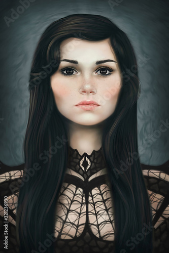 Portrait of a Gothic brunette girl