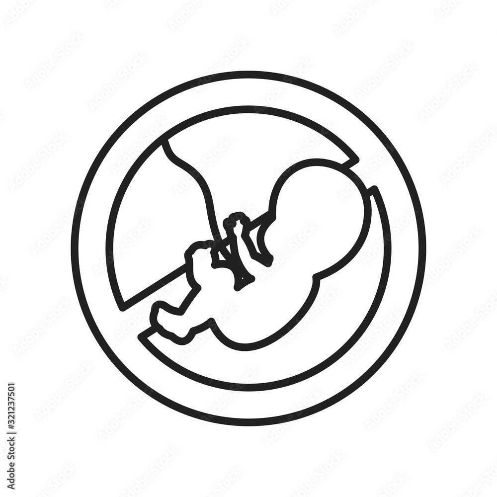 Abortion black line icon. Fetal death, miscarriage concept. Keep abortion legal. Feminist protest. Human rights. Sign for web page, mobile app, banner, social media. Editable stroke. Abortion black line icon. Fetal death, miscarriage concept. Keep abortion legal. Feminist protest. Human rights. Sign for web page, mobile app, banner, social media. Editable stroke.