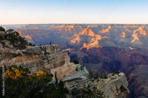 Grand Canyon in sunset sky