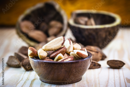 Brazil nut, with shell. Culinary ingredient from brazil. The Brazil nut is called "Castanha do Pará" in Brazil and Latin America.