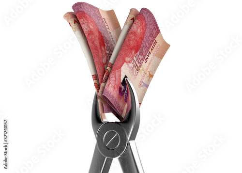 Dentist Pliers And Rand Banknotes photo