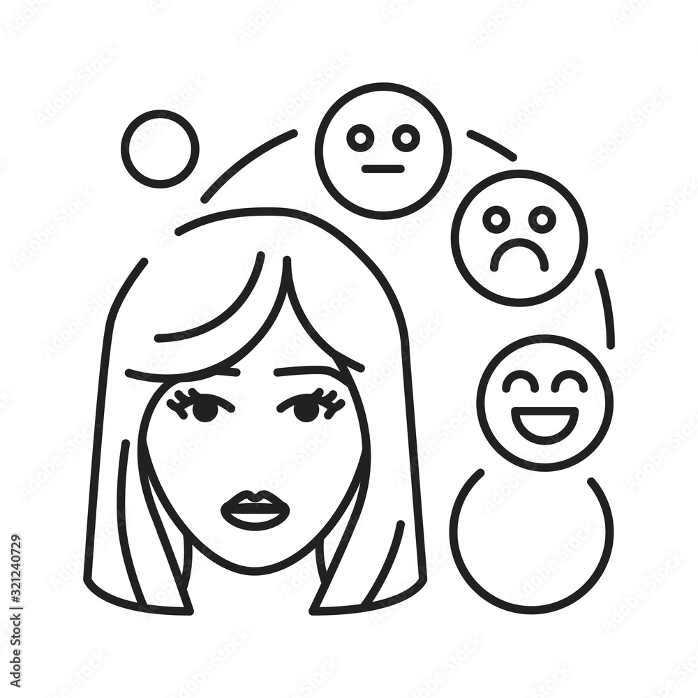 Early pregnancy symptoms mood change black line icon. Emotional condition. Pregnant blond woman concept. Motherhood and healthcare. Sign for web page, mobile app, banner. Editable stroke. Early pregnancy symptoms mood change black line icon. Emotional condition. Pregnant blond woman concept. Motherhood and healthcare. Sign for web page, mobile app, banner. Editable stroke.