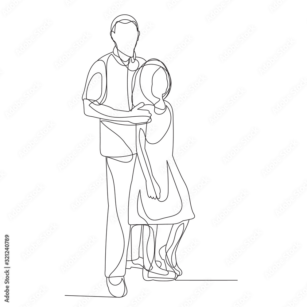 vector, isolated, one line drawing, guy and girl vector, isolated, one line drawing, guy and girl