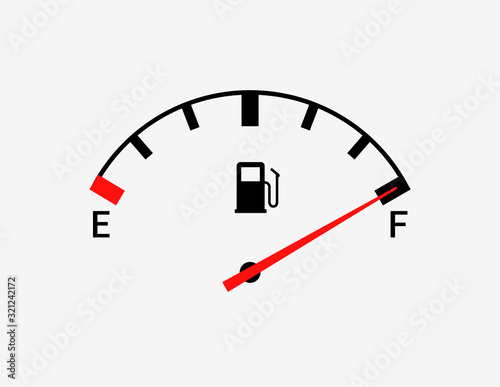 Fuel indicators gas meter. Gauge vector tank full icon. Car dial petrol gasoline dashboard