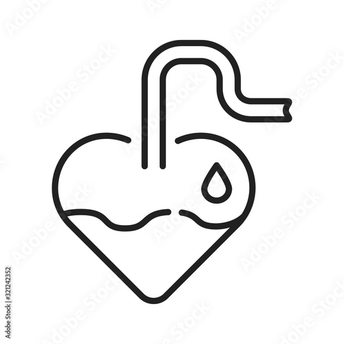 Blood transfusion black line icon. Donation, charity concept. Pictogram for web, mobile app, promo. UI UX design element. Editable stroke.