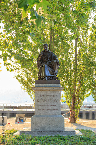 Geneva, Switzerland. Jean-Jacques Rousseau (1712 - 1778). Geneva philosopher, writer and composer of the 18th century. Sculptor Jean-Jacques (James) Pradier (1790 - 1852) photo