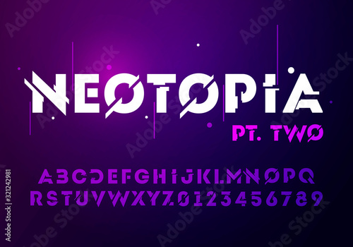 Vector illustration abstract technology font with techno effect. Digital space letter concept. Typography in futuristic minimalist display style.