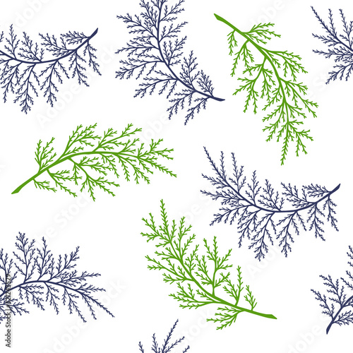 Seamless pattern of thuja tree branches, Christmas tree. eps10 vector stock illustration