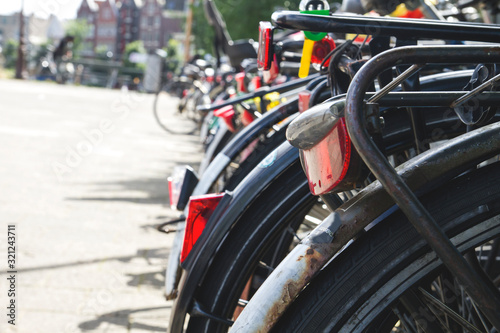 parked bikes in Amsterdam